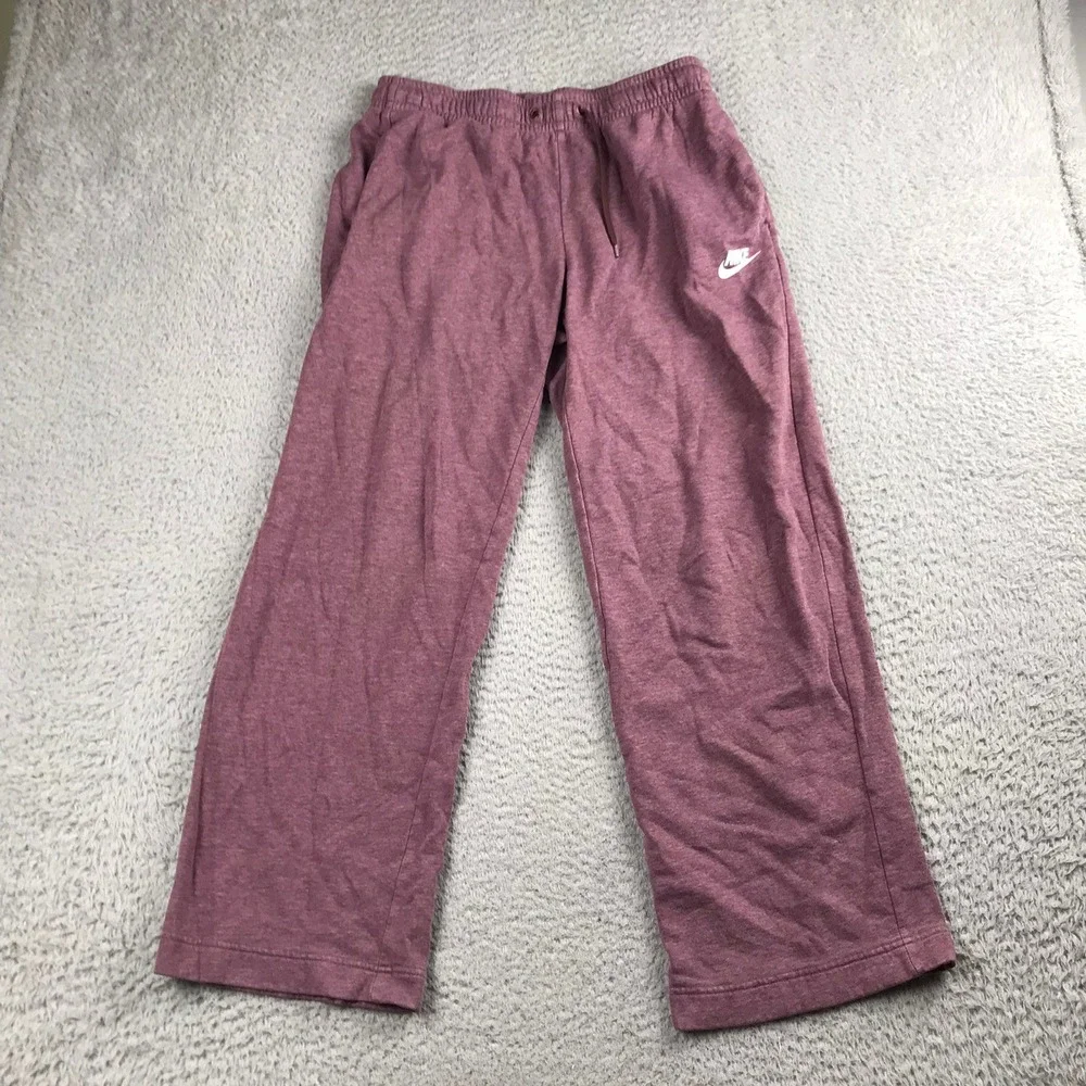 Nike Sweatpants Womens S (29x28) Burgundy Fleece Wide Leg Lounge Joggers *Flaw
